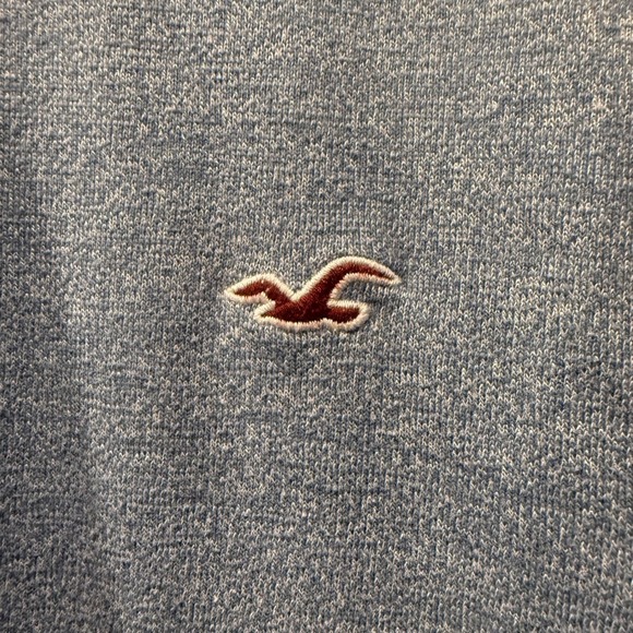 Hollister Men's Long Sleeve Crew Neck T-Shirt Casual Top Activewear Heather Blue - Picture 2 of 4